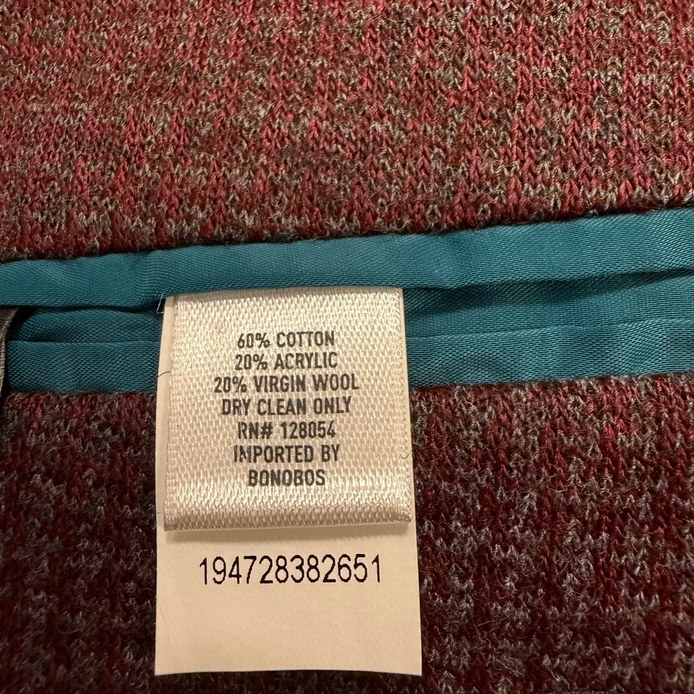 Bonobos Jetsetter Blazer 40R Burgundy Lanificio Fortex Unsturctured Tailored Fit